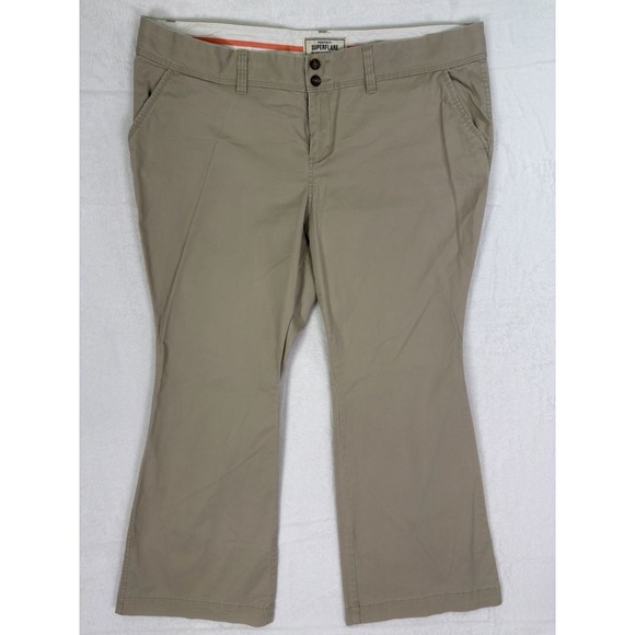 Old Navy Pants - Old Navy Pants Womens 18 Plus Beige‎ Khaki Mid Rise Perfect Super Flare Stretch
